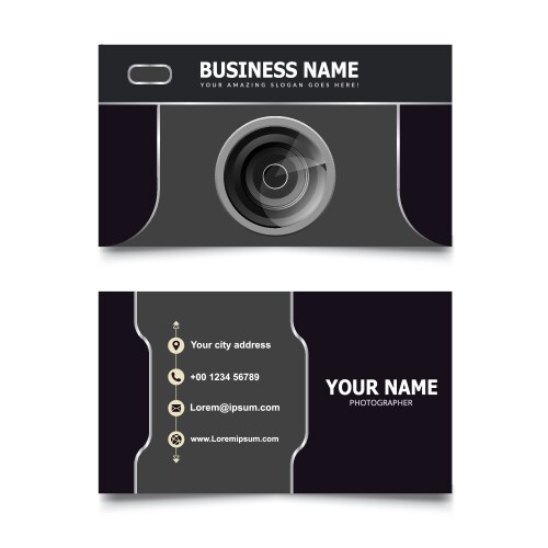 photographer business card design template vector image