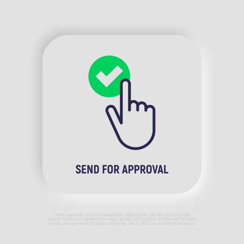 Push button with check mark by finger click yes vector image