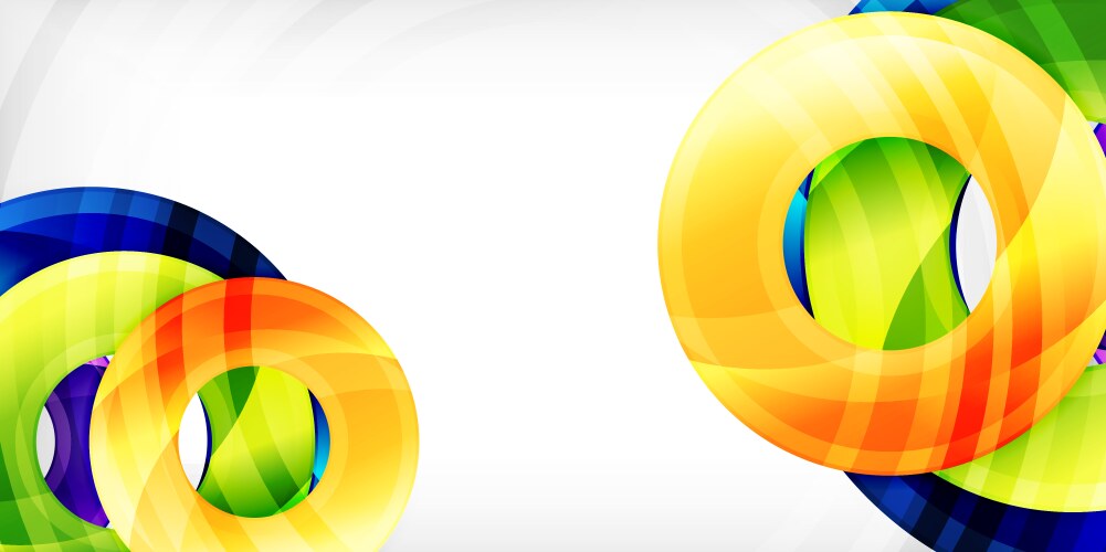Abstract colorful rings overlap creating dynamic vector image