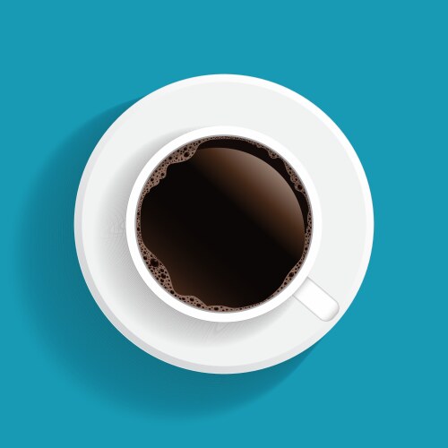 realistic top view black coffee cup and saucer vector