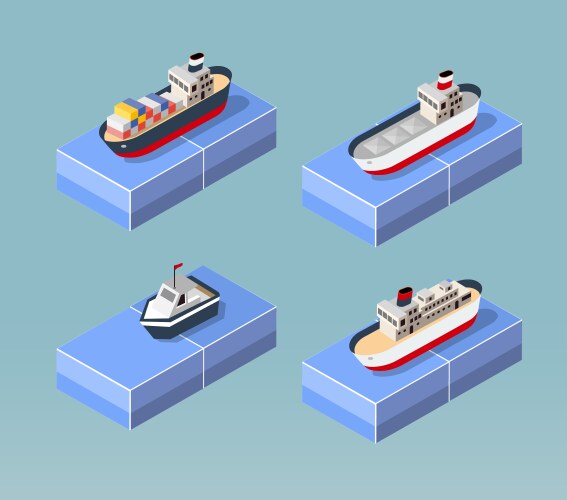 Cargo ship isometric background Royalty Free Vector Image