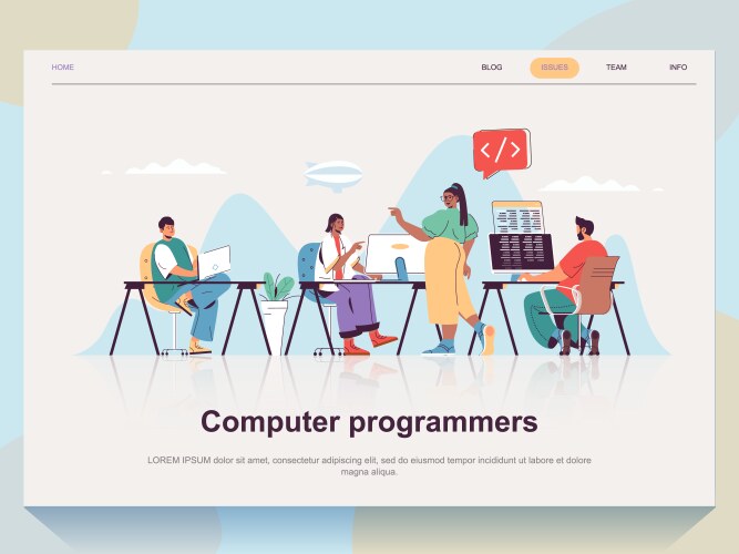 Computer programmers web concept for landing page vector image