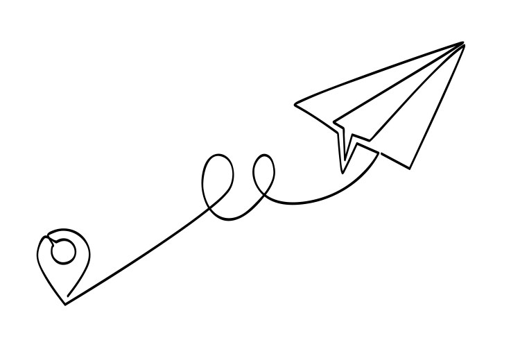 Single or continuous line art of map pointer vector image