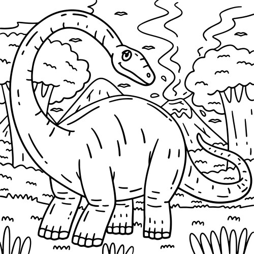 Brontosaurus dinosaur isolated coloring page Vector Image