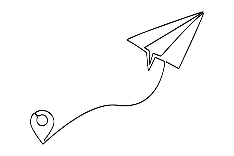 Single or continuous line art of map pointer vector image
