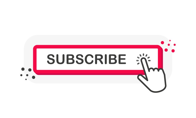 Subscribe red 3d button with hand pointer clicking vector image