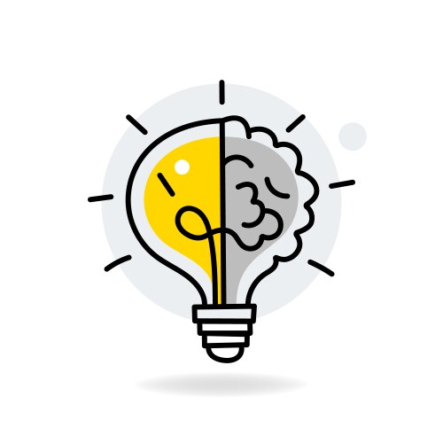 Creative icon of a half brain lightbulb vector image