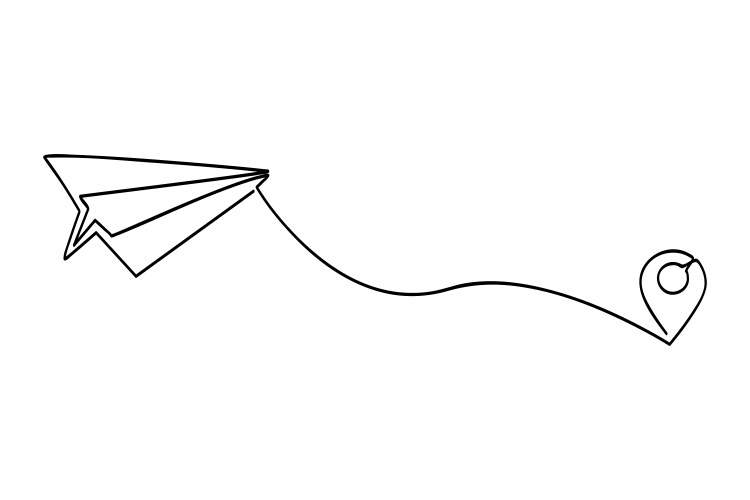 Map pointer and paper plane - line art 01 02a vector image