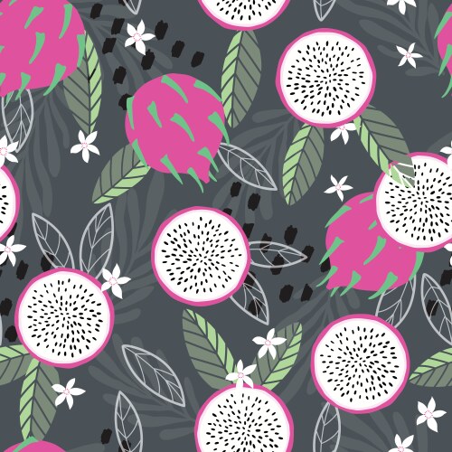 Seamless pattern with dragon fruits pitaya lemon Vector Image