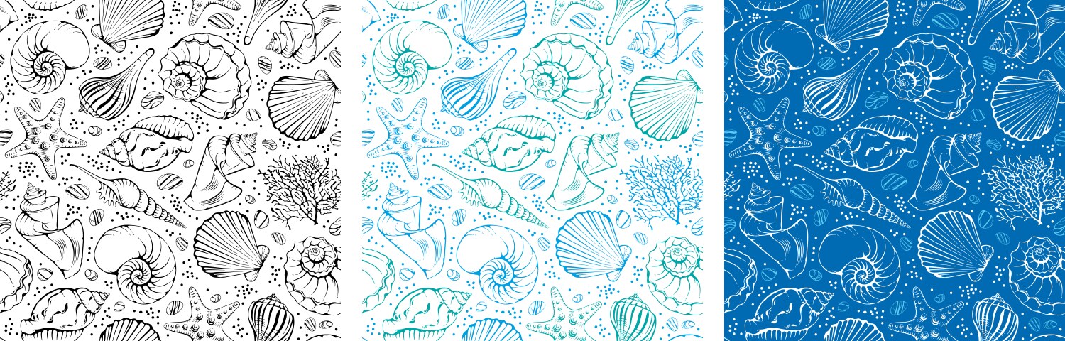 Hand drawn sea life pattern with fish seahorse Vector Image