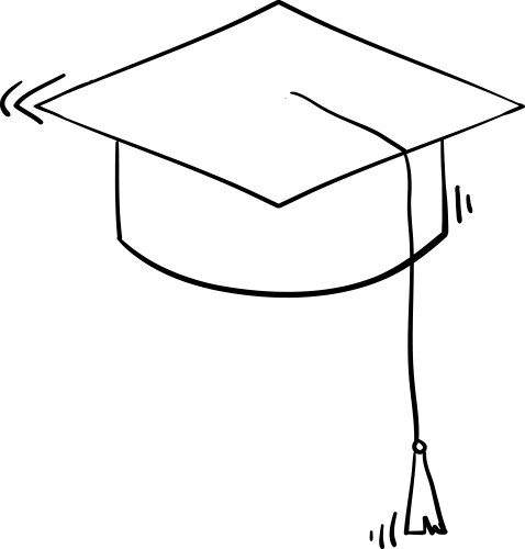 Graduation hat icon education sign with handdrawn vector image