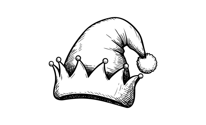 Santa Hat with Crown Sketch Vector Image