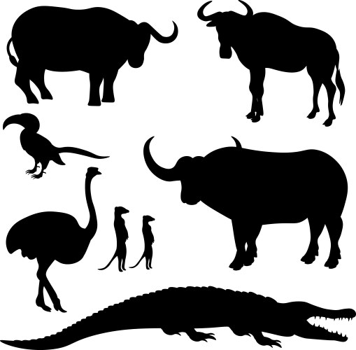 African Animal Silhouettes Vector Image