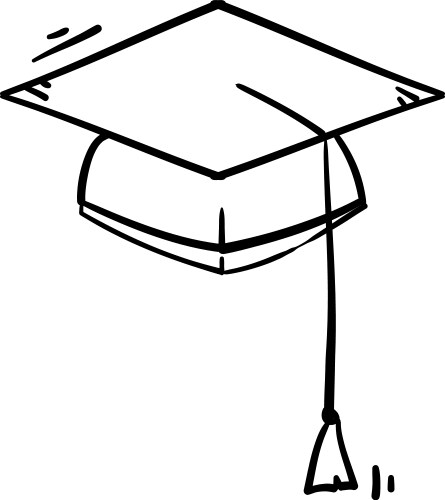 Graduation hat icon education sign with handdrawn Vector Image