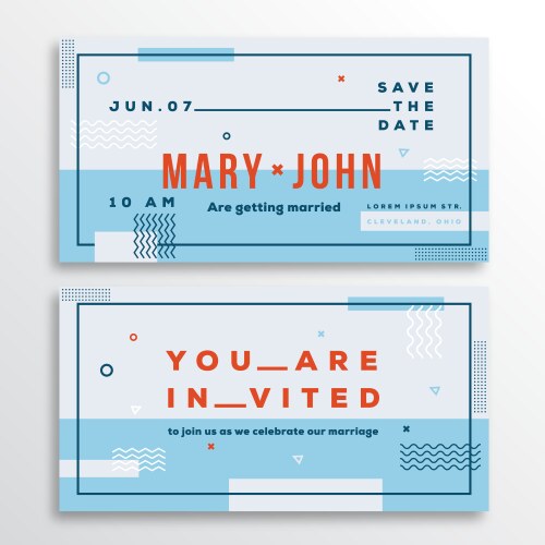 Wedding invitation card template modern abstract vector image