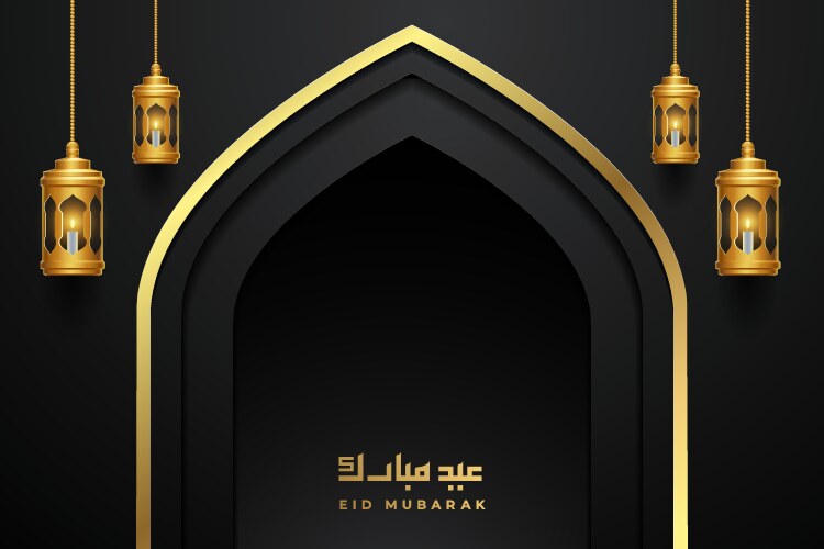 Eid Mubarak Islamic Greeting Card Vector Image