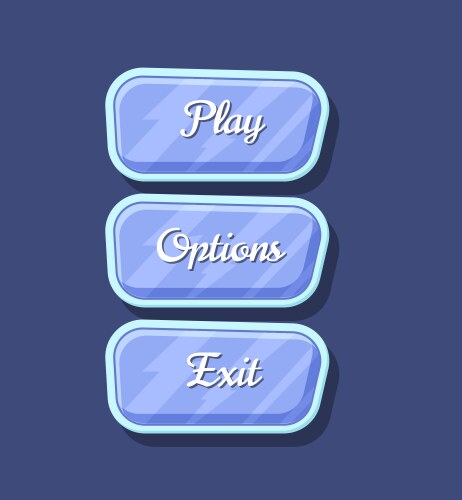 Glossy colorful computer game menu interface set vector image