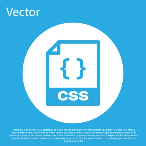 Blue css file document icon download button vector image