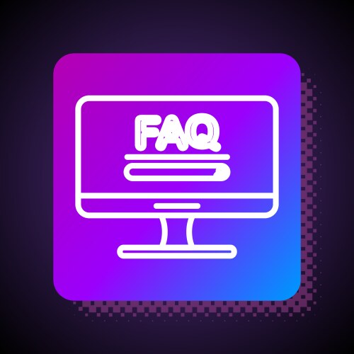 White line computer monitor with text faq vektorbild