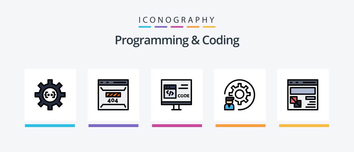 Programming and coding line filled 5 icon pack vektorbild