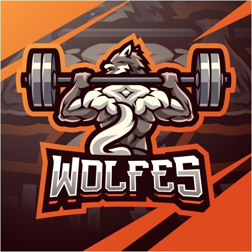 wolf gym esport mascot logo design vector image