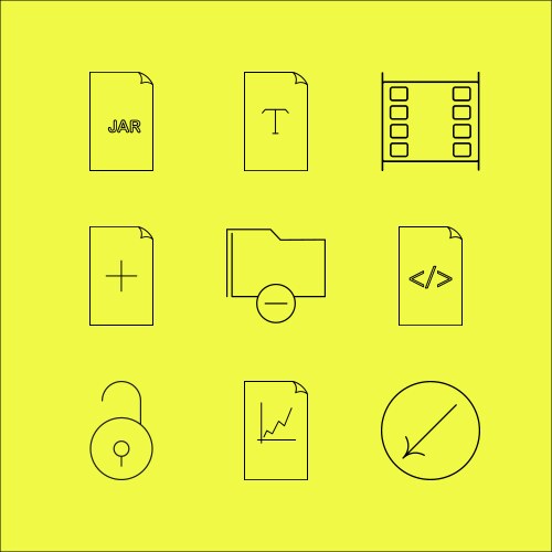 Files and folders linear icon set simple outline vector image