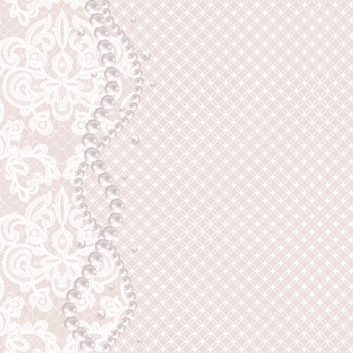 Lace background and pearl necklace Royalty Free Vector Image