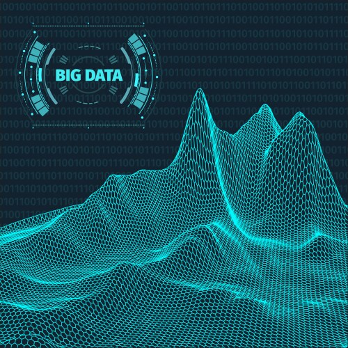 Computer generated binary code landscape on black vector image