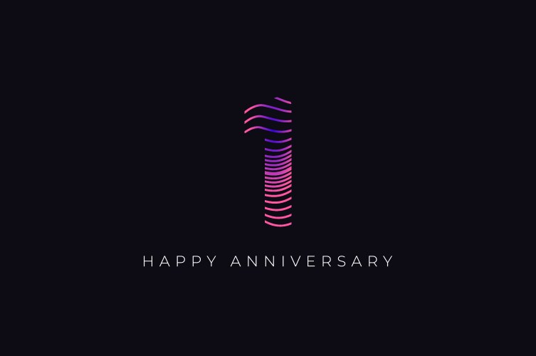 Numeric design with line curve 1st happy vector image