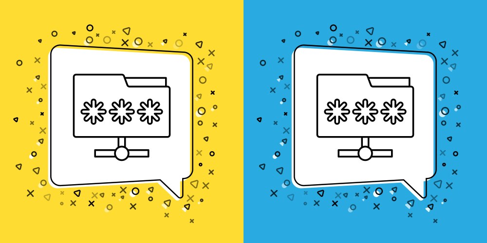 Set line folder with password notification icon vector image