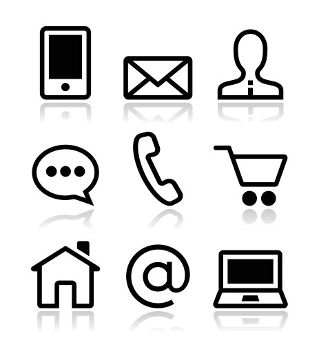Contact web icons telephone home address email Vector Image