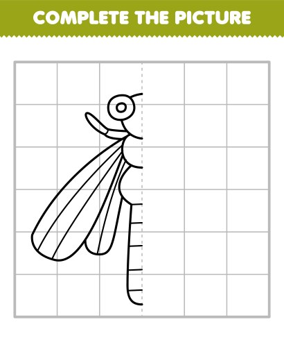 Dragonfly Coloring Page - Kids Activity Vector Image
