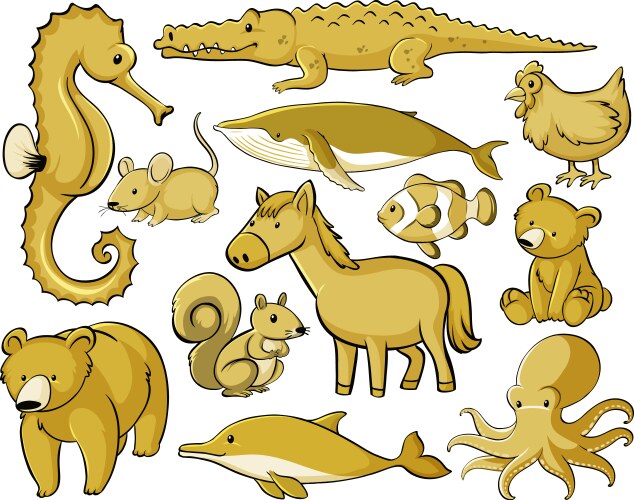 Isolated set wild animals Royalty Free Vector Image