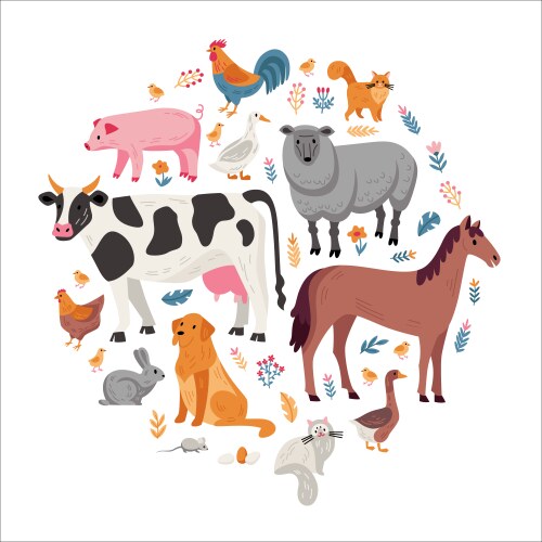 Farm animals set in flat style Royalty Free Vector Image