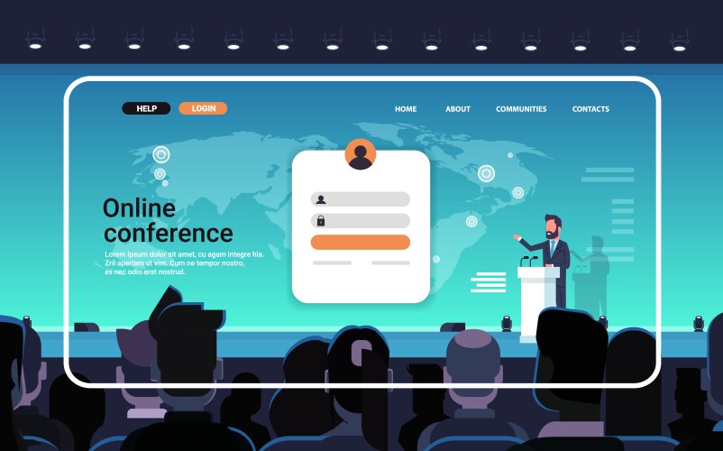 online conference website landing page template vector image