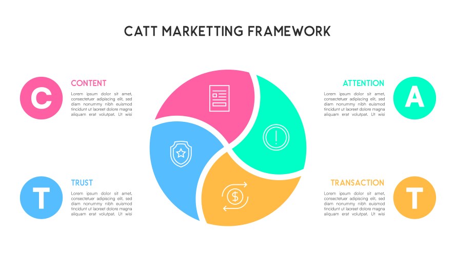 Segmented circle catt marketing framework vector image