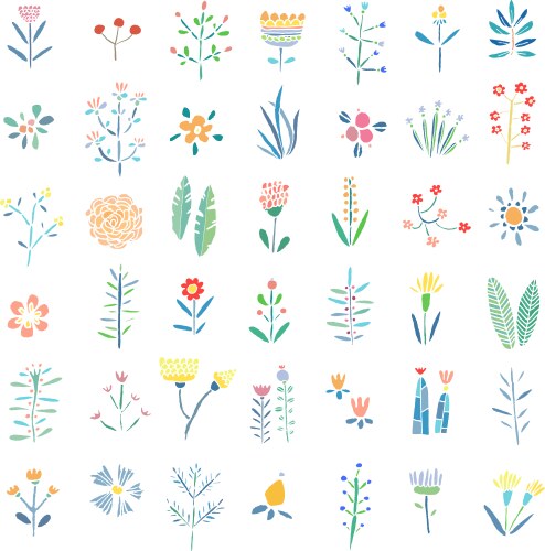 Big set of cute floral design elements Royalty Free Vector