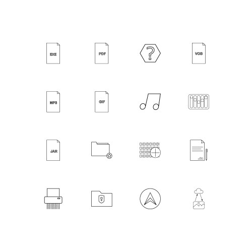 Files and folders sign simple linear icons set vector image