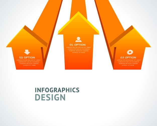 Upward orange gradient angled arrows isometric vector image