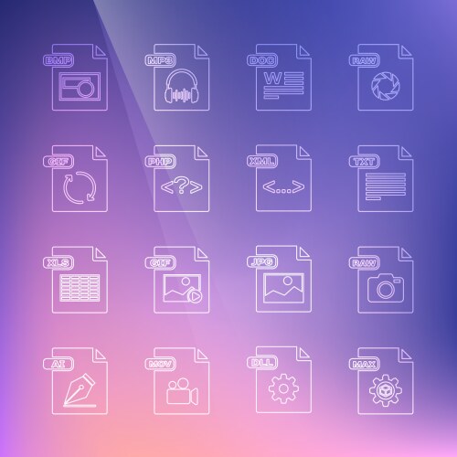 Set line max file document raw txt doc php vector image