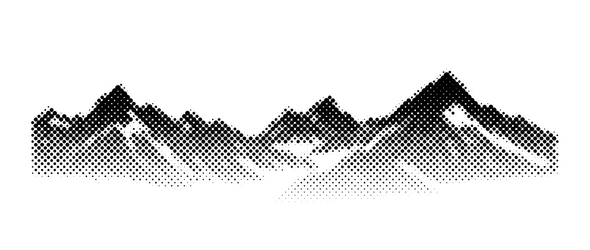 Grunge halftone mountain range black textured Vector Image