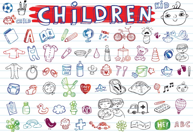 children icon set vector image vector image