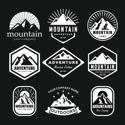 Mountain Badge Logos - Vintage Style Vector Image