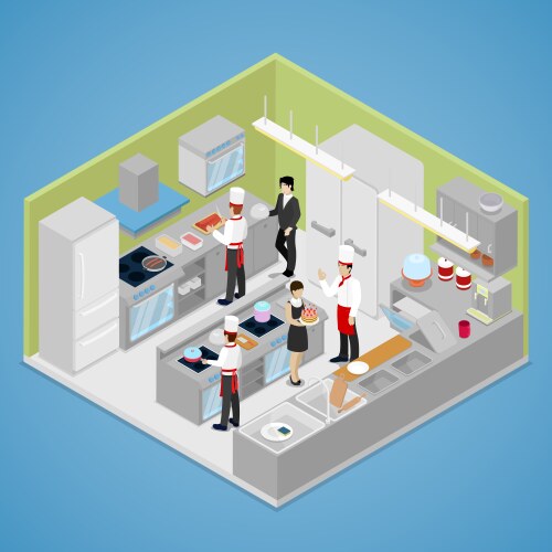 Restaurant isometric cafe modern interior Vector Image
