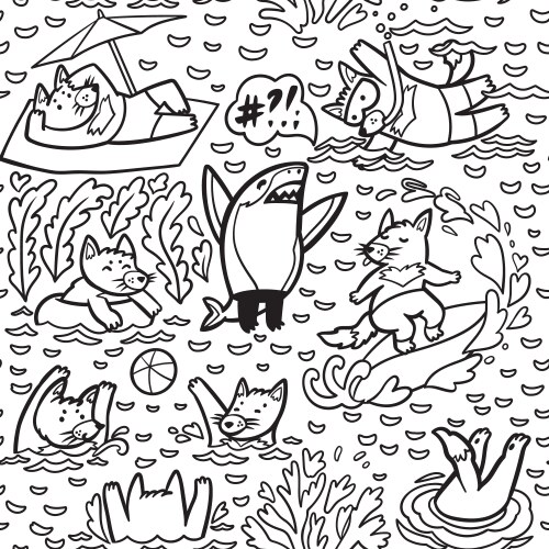 Aquatic animals seamless pattern Royalty Free Vector Image