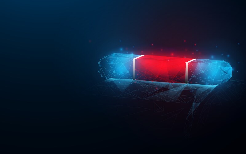 police car lights on dark blue background vector image vector image