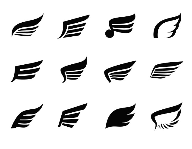 Wings icons set 1 Royalty Free Vector Image - VectorStock