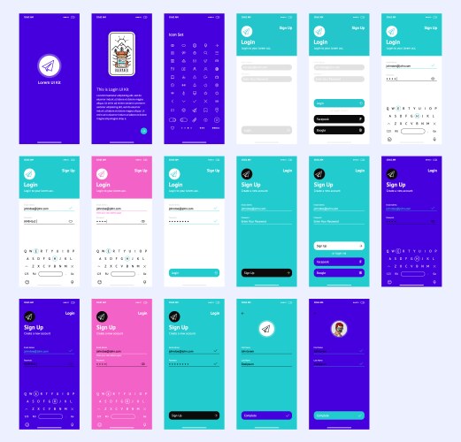 Wireframe ui kit for login and sign up vector image