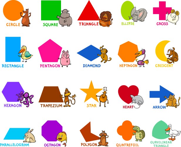 Cartoon basic geometric shapes Royalty Free Vector Image