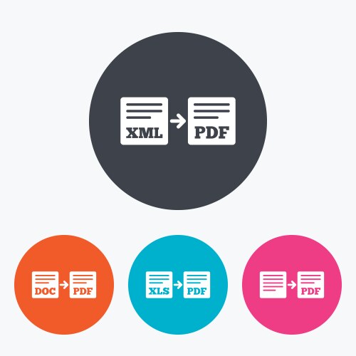 Export file signs convert doc to pdf symbols vector image